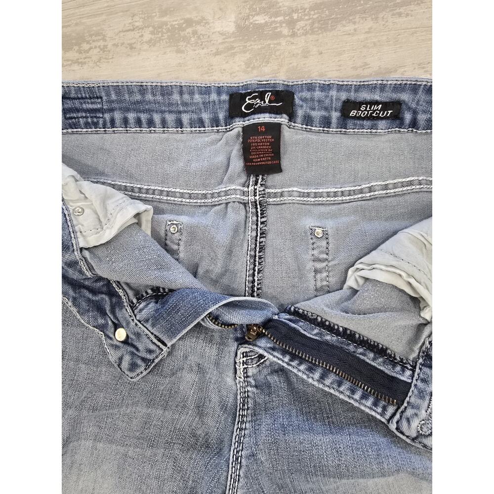 Earl Jean Women's Size 14 Slim Bootcut Jeans Embellished Rhinestone Pockets Y2K - Picture 7 of 11